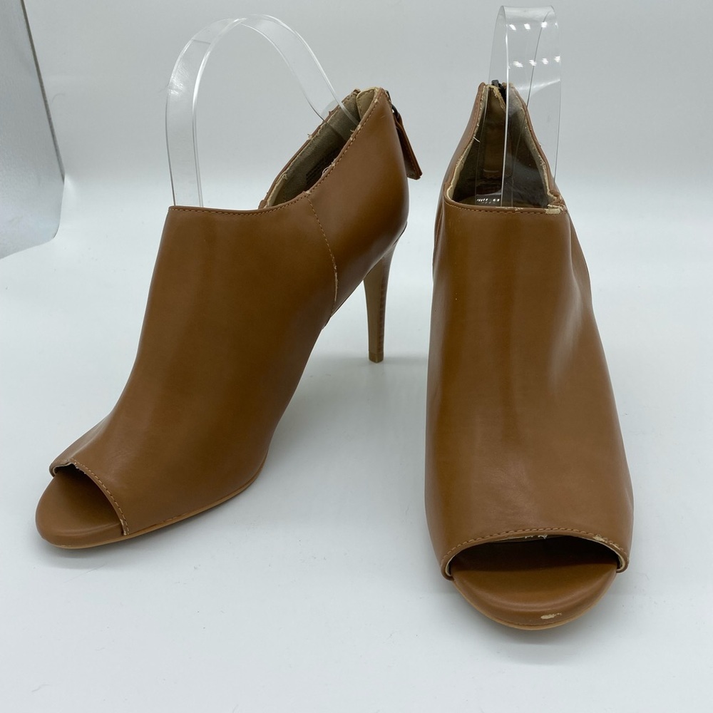 Ann Taylor LOFT Brown Peep Toe Ankle Booties Womens Size 9 M